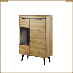OTITEC Commode vitrine - L.90 x H.134 x P.40 cm - NORDIA