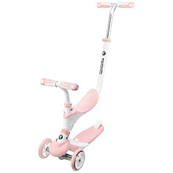 HyperMotion Trottinette Enfant Évolutive 50 KG Max Modulable 5 en 1 Draisienne Vélo Poussoir Siège Amovible Repose-pieds Selle Volant Réglable Rose
