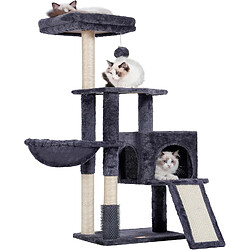 Vendos85 Arbre à Chat Domestique Robuste avec Peluche Polie Gris Foncé