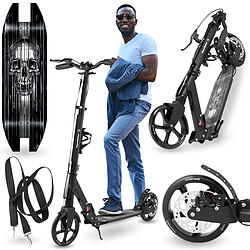 Mamabrum Trottinette Enfant Noire jusqu'à 100kg - 2 amortisseurs - Fleurs- Pliable - 2 Freins- Aluminium- ABEC-7