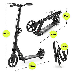 Mamabrum Trottinette Enfant Noire jusqu'à 100kg - 2 amortisseurs - Fleurs- Pliable - 2 Freins- Aluminium- ABEC-7 pas cher