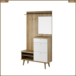 OTITEC Meuble d’entrée complet - L.110 x H.200 x P.34 cm - FJORA