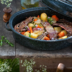 Acheter Cocotte ovale en acier carbon 38x26cm - 0508 - Roaster Graniteware - WARMCOOK