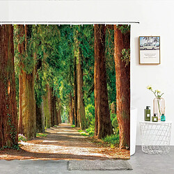 Rideau de bain impression 3d fenêtre paysage forêt rideaux de douche 180*200 cm rideau de salle de bain imperméable tissu lavable avec crochets,W90xH180cm~00226