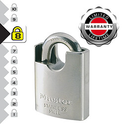 Master Lock 550EURD Cadenas Marin à Clé avec Anse Protégée, Gris, 9 x 5 x 2,3 cm