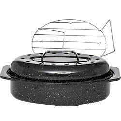 Cocotte ovale en acier carbon 38x26cm + grille - 0508+2006 - WARMCOOK