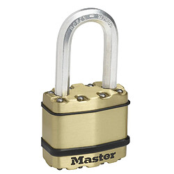 MASTER LOCK Cadenas Haute Sécurité [A Clé] [Acier Laminé + Finition Laiton] [Extérieur] [Anse M] M1BEURDLF - Idéal pour les remises, les garages, les clôtures et les portails