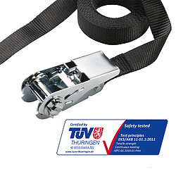 Master Lock 3223EURDAT Sangle à Cliquet Certifiée, Noir, 2,5m x 25mm Sangle