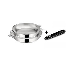Lot de 2 poêles inox 24 et 28 cm + poignée - 012138600003 - Salvaspazio+ - LAGOSTINA