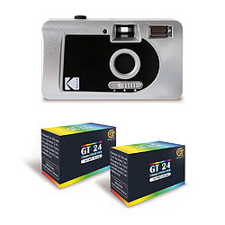 KODAK Motorized S88 - Appareil Photo Argentique Motorisé, Enroulement Automatique, Compact - Noir/Gris + 2 Pellicules compatible 35mm Couleur 24 Expositions