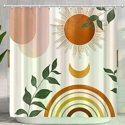 Rideau de douche bohème abstrait arc médiéval feuille de soleil ligne esthétique minimaliste moderne rideau de douche décoratif géométrique,70x83in-180x210cm~00398 
