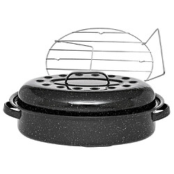 Cocotte ovale en acier carbon 33x20cm + grille - 6106+2007 - WARMCOOK