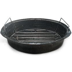 Cocotte ovale en acier carbon 46x31cm + grille - 0509+2005 - Roaster Graniteware - WARMCOOK