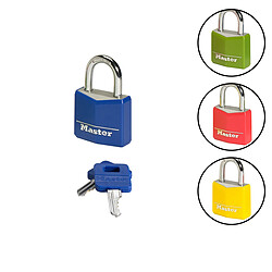 Master Lock 9131EURDCOL Cadenas à Clé en Aluminium Massif recouvert de Vinyle, Couleur Aléatoire, 3 x 5,2 x 1,6 cm