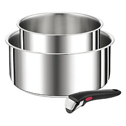 Série de 2 casseroles inox 16/20cm + poignée - L9739302 - Ingenio Preference - TEFAL