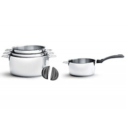 Série de 4 casseroles inox 14/16/18/20cm + 1 queue + 2 anses - 3491.04 - Twisty - DE BUYER