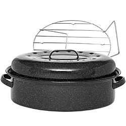 Cocotte ovale en acier carbon 46x31cm + grille - 0509+2005 - WARMCOOK