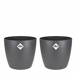 ELHO Lot de 2 pots de fleur rond Brussels - 17 L - Ø 25,1 x H 23.2 cm - Noir