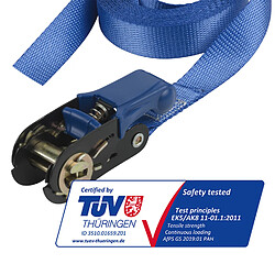 Master Lock 4365EURDAT Sangle à Cliquet Certifiée, Bleu, 5m x 25mm Sangle