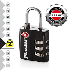 Master Lock 4680EURDBLK Cadenas à Combinaison TSA, Noir, 5,5 x 3 x 2,6 cm