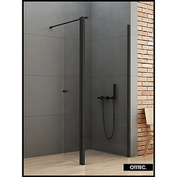 OTITEC Paroi de Douche Italienne - 120 x 195 - SEPTIA - Retour Pivotant 54 cm - Noir Mat