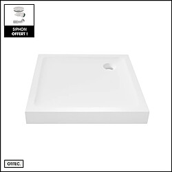 OTITEC Receveur de Douche Carré - 80 x 80 x 11,5 cm - Blanc - avec Siphon OFFERT - MOON