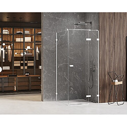 OTITEC Cabine de douche blanc 100x100cm,pivotante droite SANTORINI WHITE, acces de face