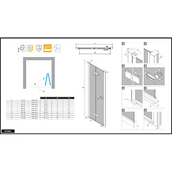 Acheter OTITEC Porte de Douche Pliante - 70 x 195 cm - Droite | GOLYA - Laiton Brossé
