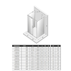 OTITEC Cabine de douche 160x120cm coulissante HAWAII GOLD, doré, acces de face pas cher