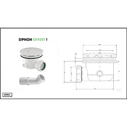 Acheter OTITEC Receveur de Douche Rectangle - 70 x 110 x 11,5 cm - Blanc Effet Pierre - avec Siphon OFFERT - MOON STONE