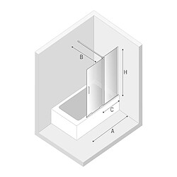 OTITEC Pare-baignoire coulissant,2 volets HAWAII,couleur:or, largeur: 140 cm pas cher