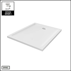 OTITEC Receveur de Douche Rectangle - 80 x 120 x 4,5 cm - Blanc - avec Siphon OFFERT - MOON