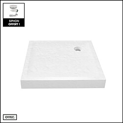 OTITEC Receveur de Douche Carré - 100 x 100 x 11,5 cm - Blanc Effet Pierre - avec Siphon OFFERT - MOON STONE