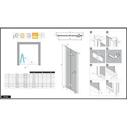 Acheter OTITEC Porte de Douche Pliante - 100 x 195 cm - Gauche | GOLYA - Laiton Brossé
