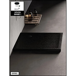 OTITEC Receveur de Douche Carré - 100 x 100 x 11,5 cm - Noir Effet Pierre - avec Siphon OFFERT - MOON STONE