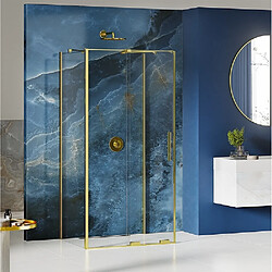 OTITEC Cabine de douche 130x110cm coulissante HAWAII GOLD, doré, acces de face
