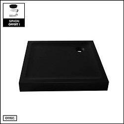 OTITEC Receveur de Douche Carré - 100 x 100 x 11,5 cm - Noir Effet Pierre - avec Siphon OFFERT - MOON STONE