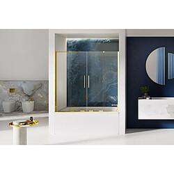 OTITEC Pare baignoire coulissant couleur or largeur 180 cm 4 volets HAWAII