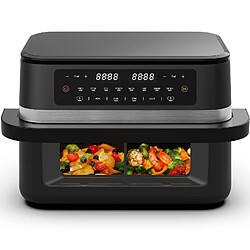 DEWELLING Friteuse à Air Double Zone 11L avec Séparateur Amovible | Friteuse sans Huile 2x5.5L, 8-en-1