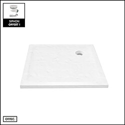 OTITEC Receveur de Douche Carré - 100 x 100 x 4,5 cm - Blanc Effet Pierre - avec Siphon OFFERT - MOON STONE