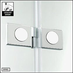 OTITEC Cabine de Douche - 70 x 70 cm - Chrome - Double Portes Pliantes - avec Crochet OFFERT - AURORA pas cher