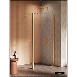 OTITEC Paroi de Douche Italienne - 120 x 195 - SEPTIA - Retour Pivotant 34 cm - Or Brossé