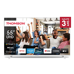 Thomson 55” (139 Cm) LED 4k Uhd Google TV, 4x HDMI, 3x USB, Google Asistant, 60 Hz, Blanc