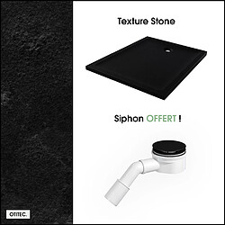 Avis OTITEC Receveur de Douche Rectangle - 80 x 140 x 4,5 cm - Noir Effet Pierre - avec Siphon OFFERT - MOON STONE