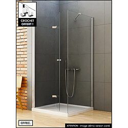 OTITEC Cabine de Douche - 80 x 70 cm - Chrome - Porte Pliante Gauche - avec Crochet OFFERT - AURORA