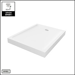 OTITEC Receveur de Douche Rectangle - 80 x 90 x 11,5 cm - Blanc - avec Siphon OFFERT - MOON