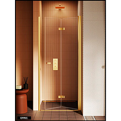 OTITEC Porte de Douche Pliante - 70 x 195 cm - Droite | GOLYA - Laiton Brossé