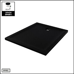 OTITEC Receveur de Douche Rectangle - 70 x 100 x 4,5 cm - Noir Effet Pierre - avec Siphon OFFERT - MOON STONE