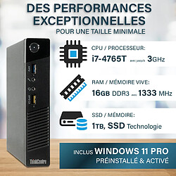 Lenovo M83 Tiny - Core i7 - 1TO SSD - 16GO RAM - Mini PC / Ordinateur de bureau - Reconditionné
