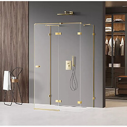 OTITEC Cabine de douche gauche 90x80 pivotante MIAMI GOLD,couleur: doré, accès de face